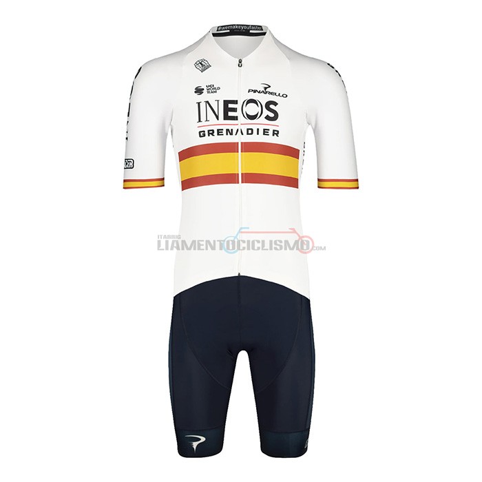 Abbigliamento Ciclismo Spagna Champion Ineos Manica Corta 2022 Bianco Rosso